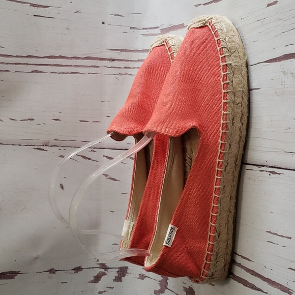 Saludos coral canvas espadrilles flats loafers platforms women's shoes size 8 - Picture 4 of 7